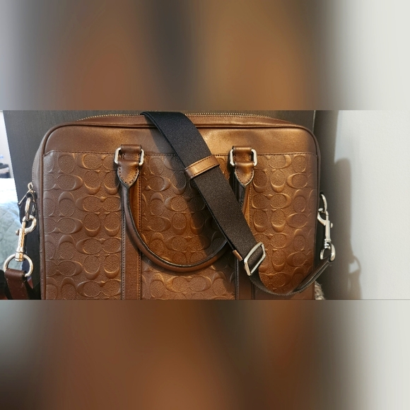 COACH brown Leather Laptop bag